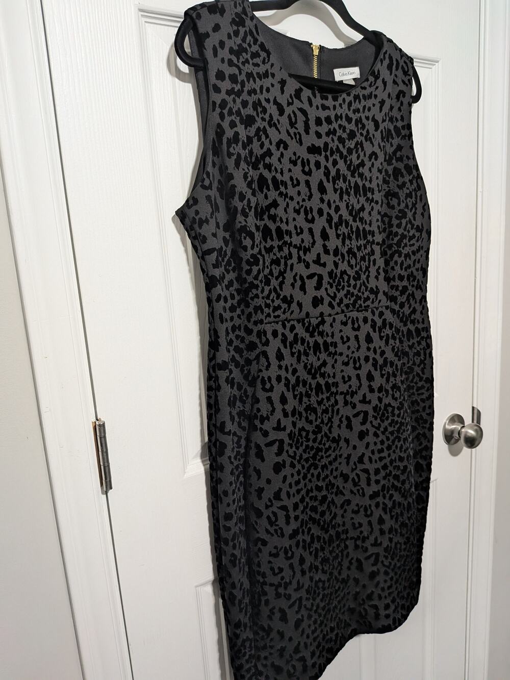 Calvin Klein Black on Black Animal Print Sleeveless Dress sz 16